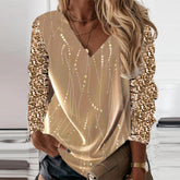 FallStil® - Golden Goddess V-Ausschnitt Langarm-Top