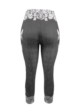 BioBlüte® -   Grau-Schmetterling Spitze Sommer Capri-Jeans