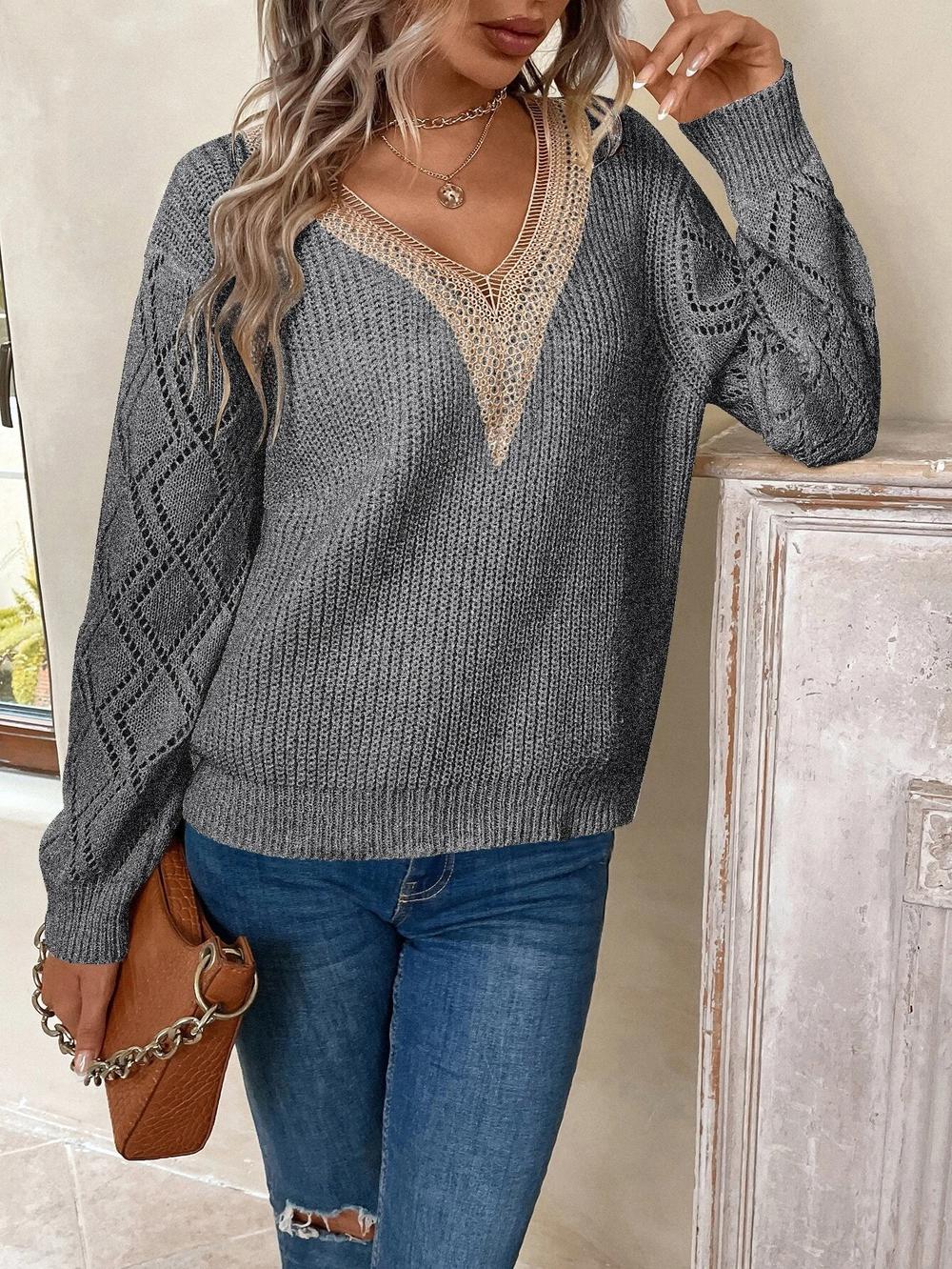 HerbstTrend® - Bequemer Pullover mit V-Ausschnitt