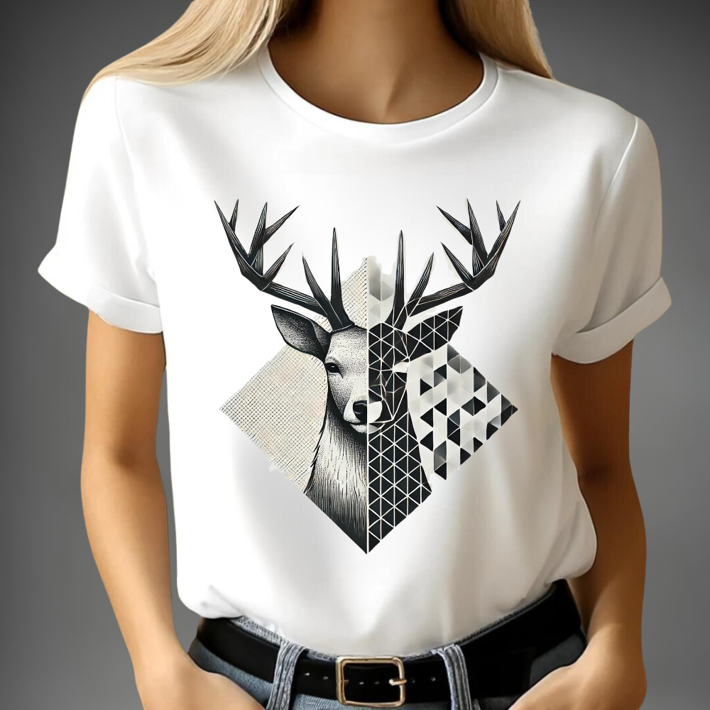 Geometrischer Hirsch T-Shirt