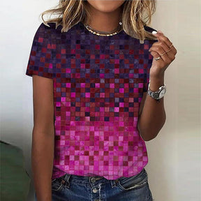 EcoExotica® - Fuchsia Color Block Kurzarm-Top