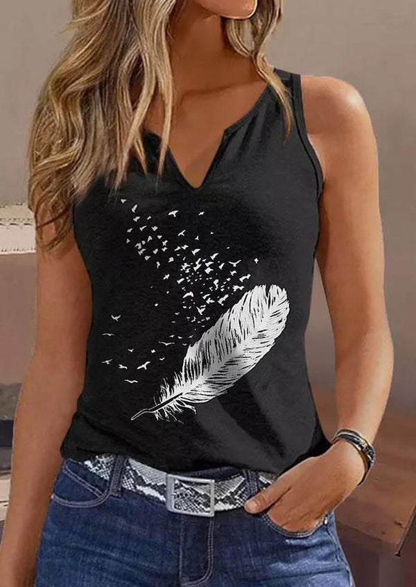 SpringStil® - Schwarzes ärmelloses Tank-Top mit Druck