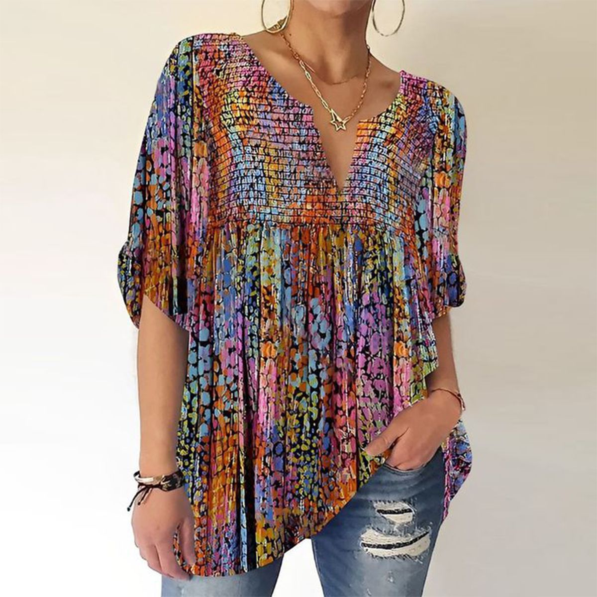 Stilvolle Farbexplosion Bluse