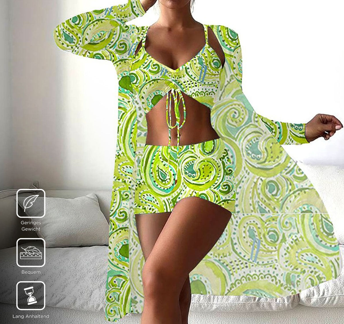 CabanaCouture® - Frische grüne Print-Badebekleidung