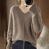 WinterStil® - Einfarbiger Pullover mit V-Ausschnitt