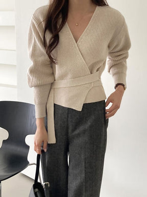 FallStil® - Eleganter schlichter Pullover mit V-Ausschnitt