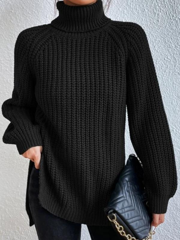 Schwarzer Urban-Rollkragenpullover