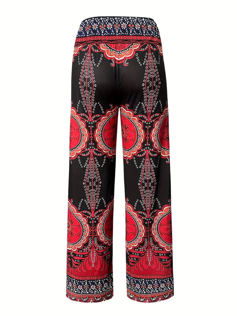 BioBlüte® - FestivalRot EthnoPrint Freizeit Eleganz Hose