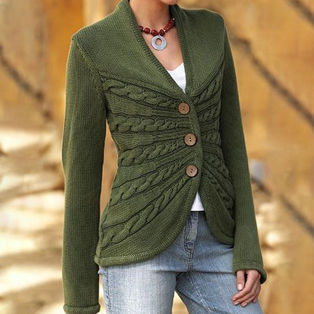 StrickSinn® - Grüner einfarbiger Pullover mit langen Ärmeln