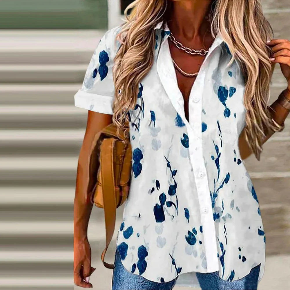 Blaue Muster Bluse