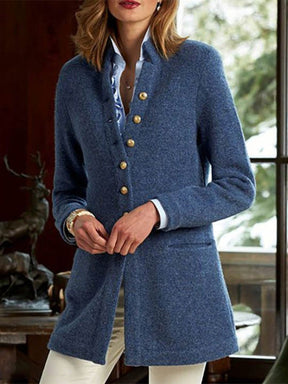 Santvarius® - Blauer einfarbiger Pullover mit langen Ärmeln