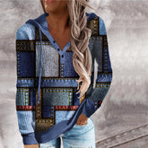 FallStil® - Patchwork Print Langarm-Kapuzenpullover