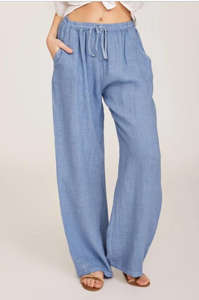 HerbstTrend® - Blaue einfarbige Seitentaschen-Hose