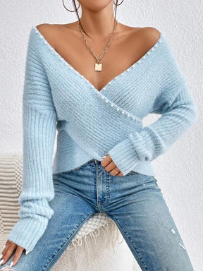 StrickSinn® - Frischer einfarbiger Pullover mit V-Ausschnitt