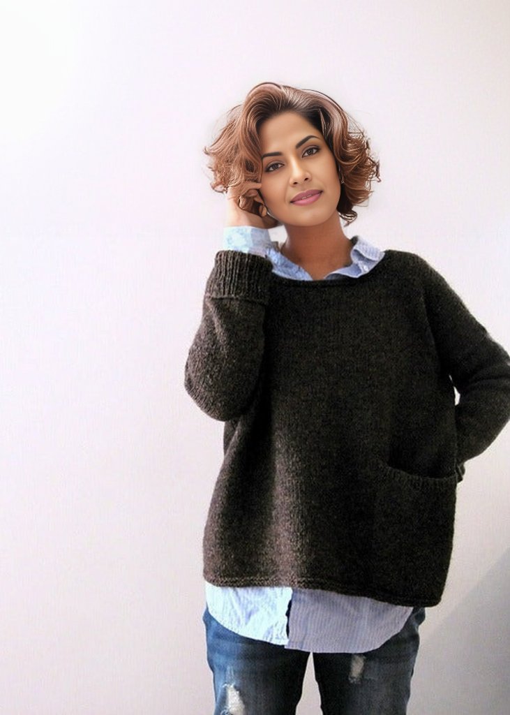 PureWear® - Klassischer einfarbiger Pullover mit Rundhalsausschnitt
