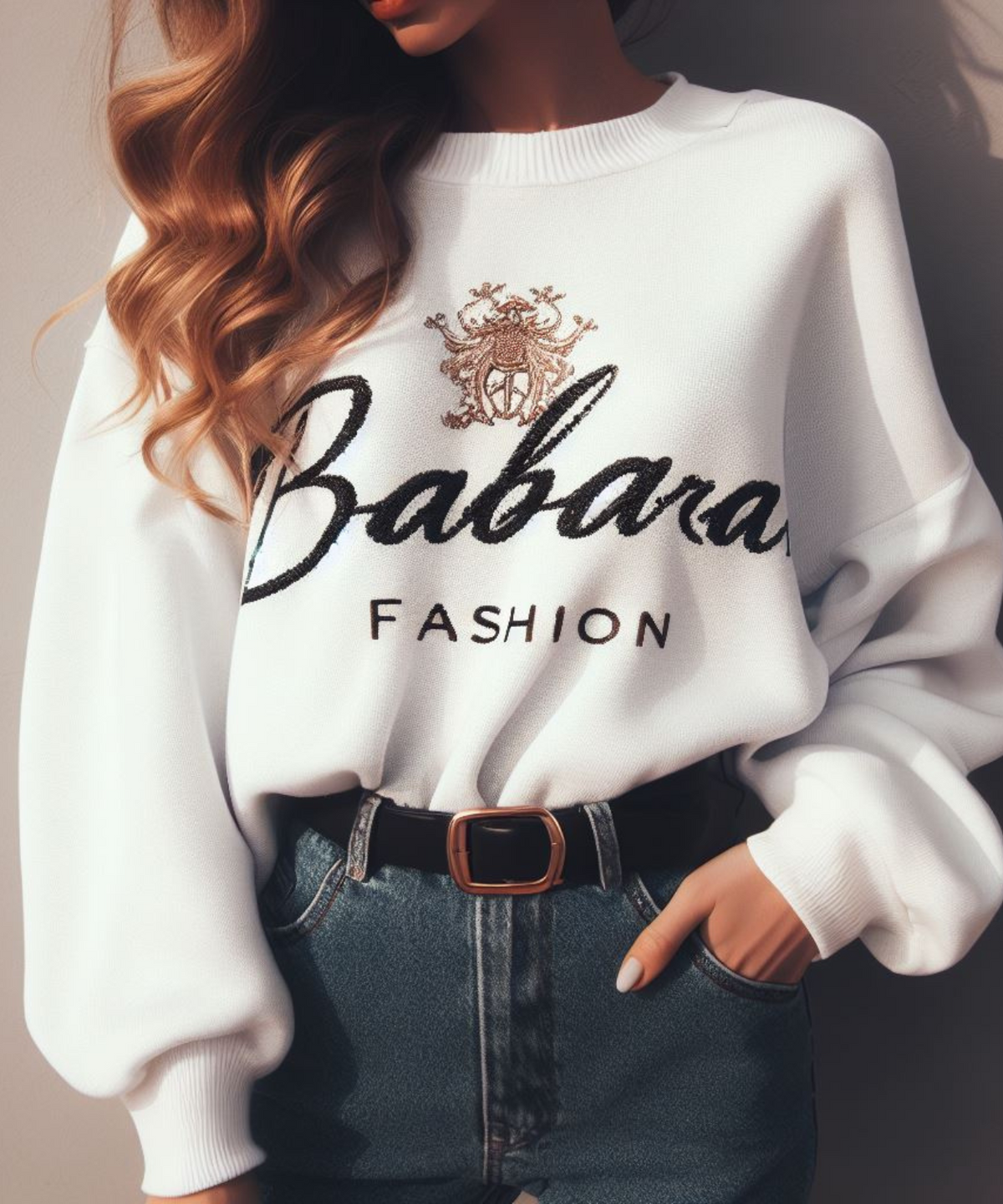 BabaraFashion® - Oversize Pullover in eleganten Weiß