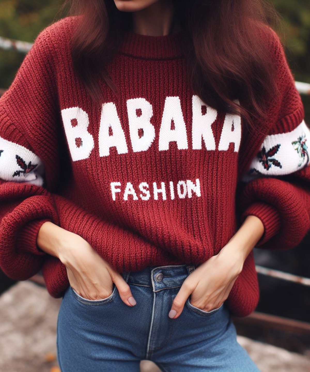 BabaraFashion® - Roter kuschliger Oversize Pullover