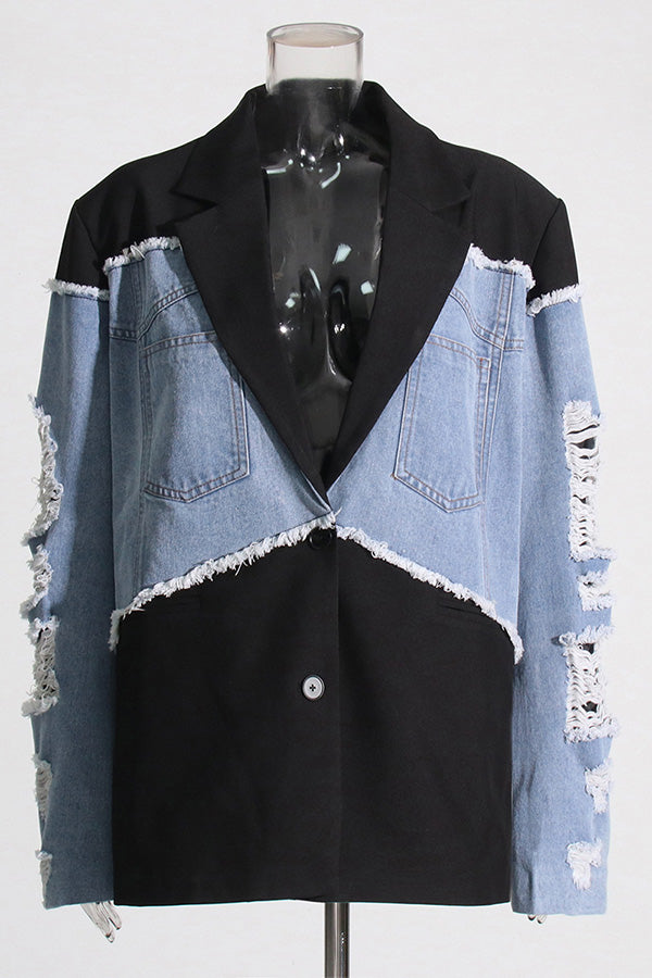 Denim Kontrast Blazer