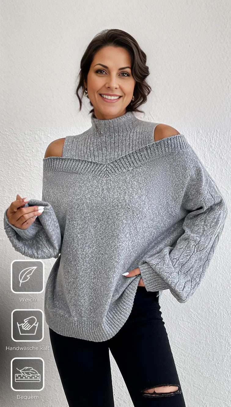 Even&Vil® - Bequemer einfarbiger Pullover mit langem Ärmel und Rundhalsausschnitt