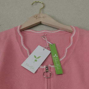 HerbstTrend® - Süßer einfarbiger rosa Pullover mit V-Ausschnitt