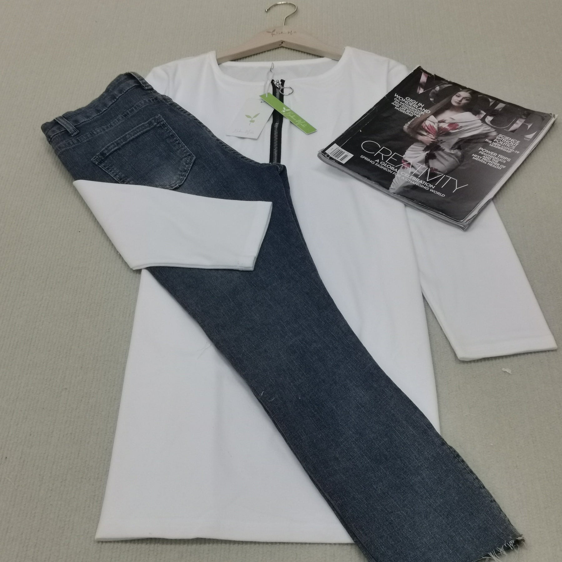 PureWear® - Weißes langärmeliges Basic-Minikleid