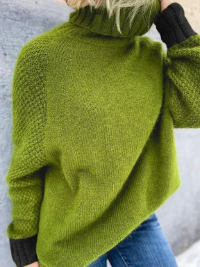 PureWear® - Grüner Print Pullover mit hohem Halsausschnitt