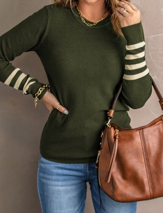 WinterStil® - Grüner Rundhals-Pullover mit langen Ärmeln