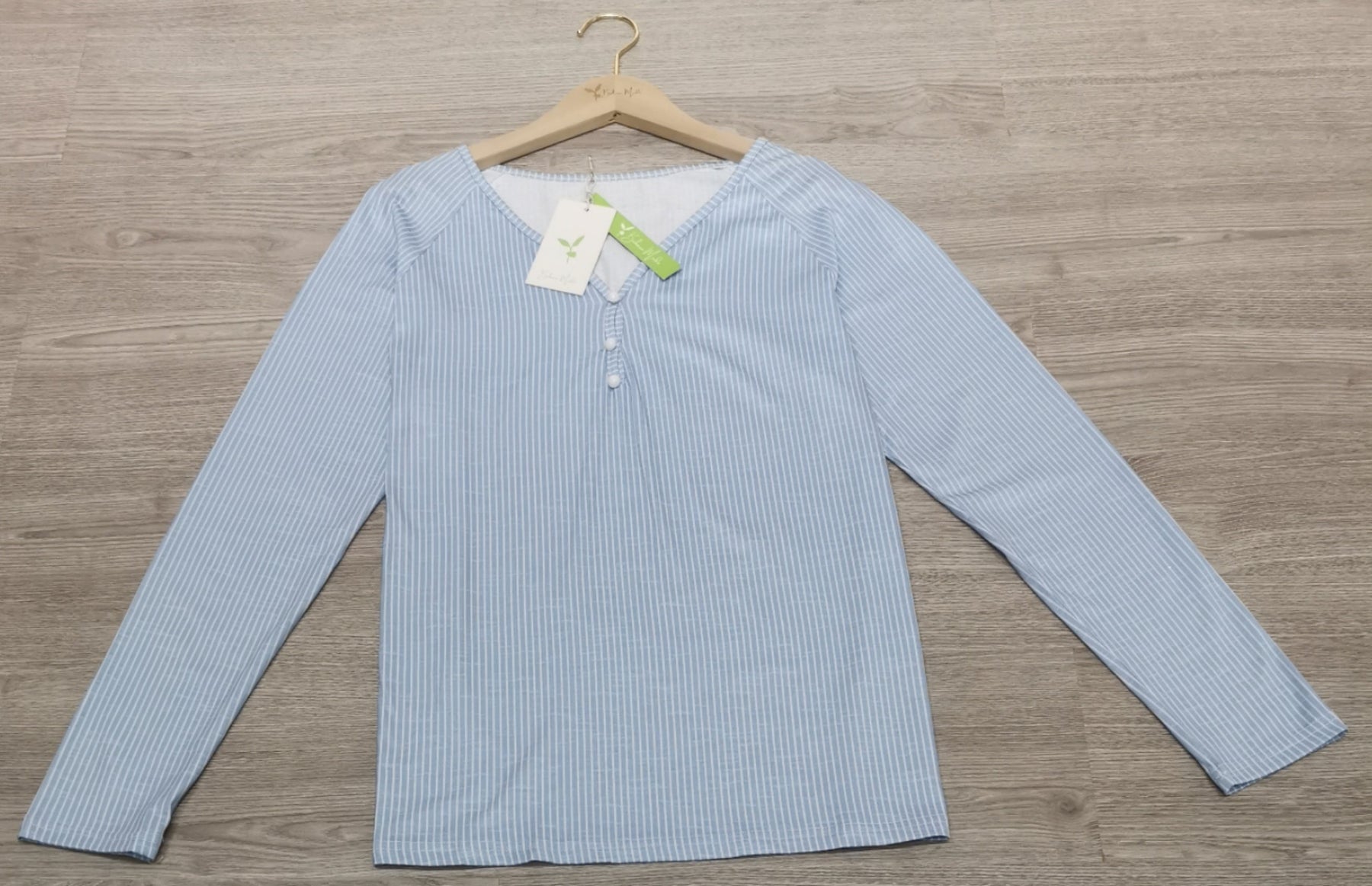 FallStil® - Bequemes langärmeliges blaues Top