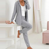 WinterTrend® - Graues unifarbenes Hoodie Lounge Set