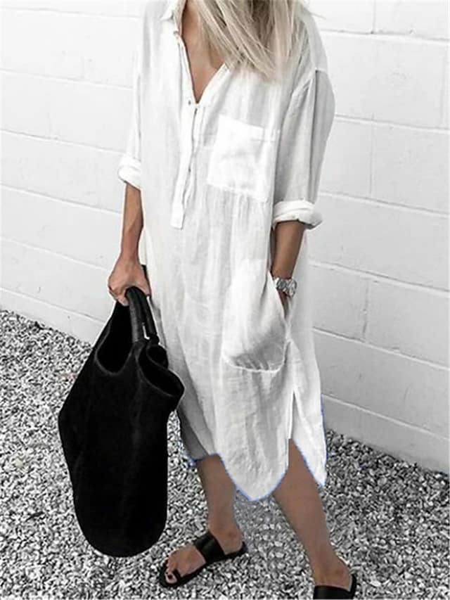 BMC® - Versatile Elegance Wundervolles Hemdkleid in Weiß oder Grau