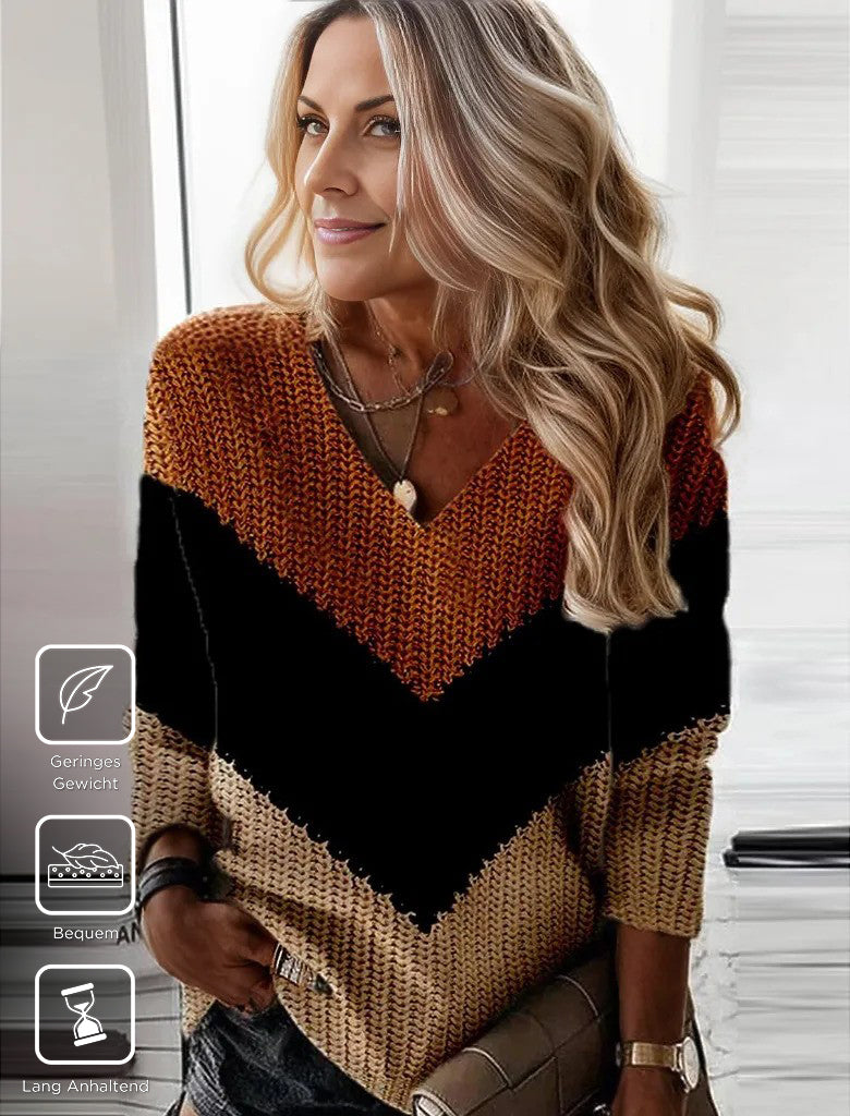 Monci® - Herbstfarbener Chevron-Strickpullover