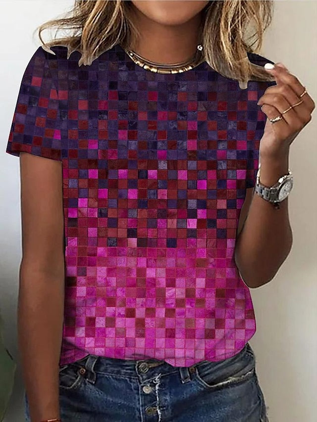 EcoExotica® - Fuchsia Color Block Kurzarm-Top